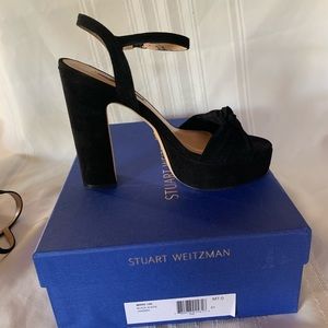 Stuart Weitzman Mirri 140 black suede platforms